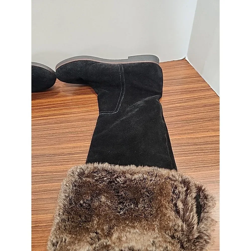 Sam Edelman Orlando Womens 7.5M Over‎ the Knee Suede Leather Faux Fur Boots
